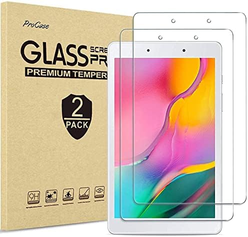 Procase [2 pachet] Galaxy Tab A 8.0 2019 Bundle Protector T290 cu 4 pachete de pachete de curățare a ecranului Șervețele de