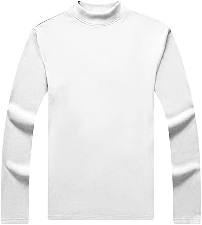 Jeke-DG Fleece căptușite Turtleneck bărbați Thermals Solid catifea Maneca lunga tricou Bottoming Tricou Mock pulover pulover