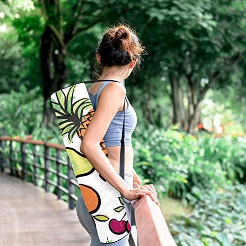 Geantă de yoga RATGDN, Watrcolor Fruit Exercise Yoga Mat Carrier Full-Zip Yoga Mat Carry Bag cu curea reglabilă pentru femei