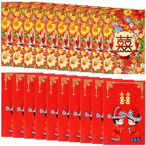 ABOOFAN plic de bani de Anul Nou Chinezesc 80 buc 2021 pachete roșii de Anul Nou plicuri roșii de nuntă Hong Bao pentru Festivalul