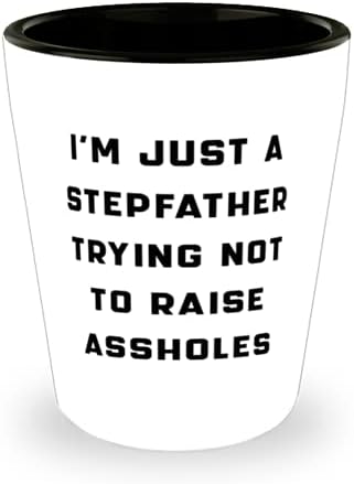 Gag Stepfather Shot Glass, sunt doar un tată vitreg care încearcă să nu, pentru tată, prezent de la fiica Fiului, ceașcă ceramică