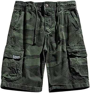 Pantaloni scurți de marfă camo pentru bărbați casual multi buzunar militar scurt relaxat se potrivesc cu pantaloni scurți de