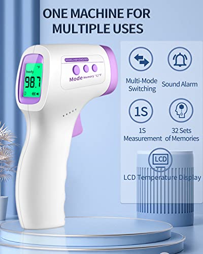 Termometru pentru frunte fără atingere, Termometru Digital cu Indicator de febră, termometru pentru bebeluși și adulți cu alarmă