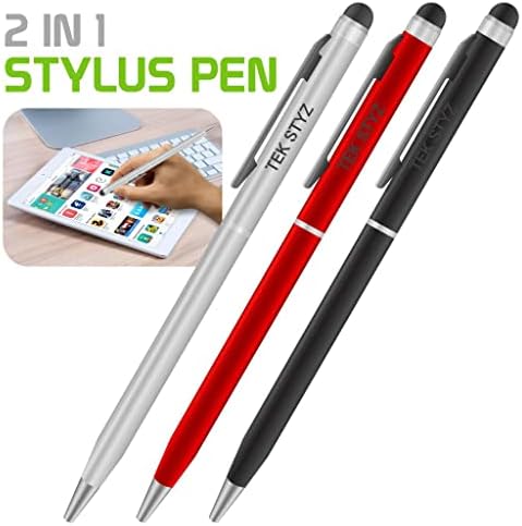 PRO Stylus Pen for Lava Iris Atom 2 cu cerneală, precizie ridicată, formă de sensibilă, compactă pentru ecrane tactile [3 pachet-negru-roșu-argument]