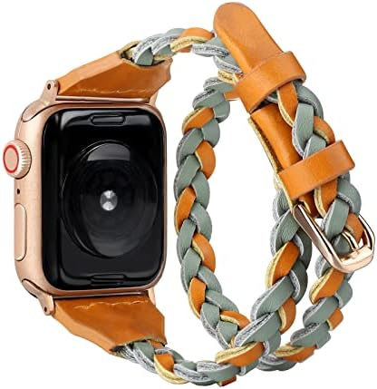 Band de înveliș dublu din piele Charmingo compatibilă cu brățară de bandă Apple Watch 38mm/40mm/41mm 42mm/44mm/45mm/49mm Femei,