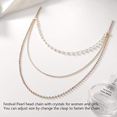 BeeSpring Crystal Cap lanț Bijuterii Pearl aur păr mireasa caciula păr accesorii pentru femei și fată