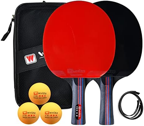 Set de palete Qichuan Whiz Ping Pong, 2 rachete de tenis de masă și 3 A40+ bile pentru recreere în aer liber interior