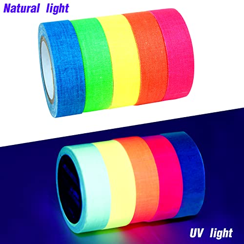 Bandă UV colorată, 10 rulouri Blacklight Blacklight Reactiv Neon Banda adezivă Glow Băvă fluorescent Neon Gaffer Băvă cu bandă