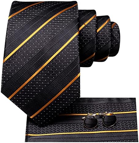 Hi-tie-tie Mens Plaid se leagă de cravată clasică cu set de manșete de batistă