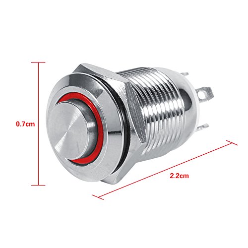 ANAUTO 12mm Circle LED impermeabil metal momentan comutator buton de apăsare înaltă 4 pini 1no