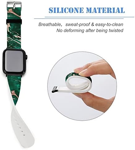 Green Emerald Rose Gold Marble Texure Silicon Strap cu versiune rapidă Benzi de ceasuri compatibile cu Apple Watch Iwatch Series