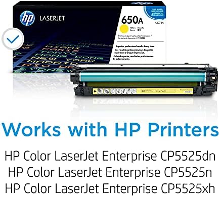 HP 650A Cartuș de toner galben | Funcționează cu HP Color Laserjet Enterprise CP5525 Seria | CE272A