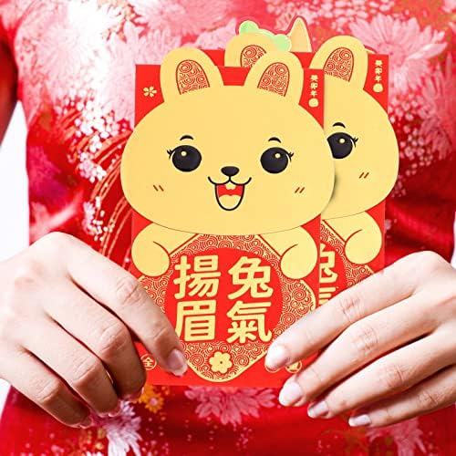 Tofficu pungă roșie 18buc plicuri roșii Chineză Hong Bao drăguț iepure model norocos bani plicuri Festivalul de primăvară pachet