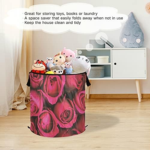 Red Rose Pop Up Hamper cu coș de depozitare pliabilă pentru capac Bag de spălătorie pliabilă pentru camera de creșă de camping