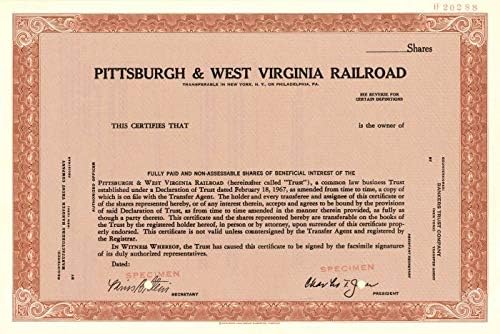 Pittsburgh și West Virginia Railroad-certificat de stoc