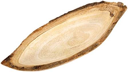 AERAVIDA lemn de mango în formă de ovală cu o coajă naturală cu margine de scoarță sau bol de fructe