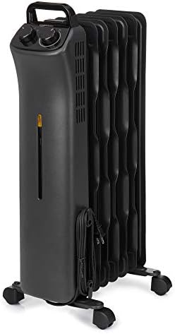 Încălzitor portabil cu Radiator Basics cu 7 aripioare ondulate, Control Manual, Negru, 1500W