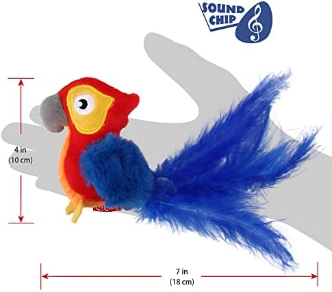Gigwi Red Parrot Sound Squeaking Pisic Jocile de pasăre Furry Tail cu pene Melody Chaser Play și Squeak Kitten Plush Jucărie
