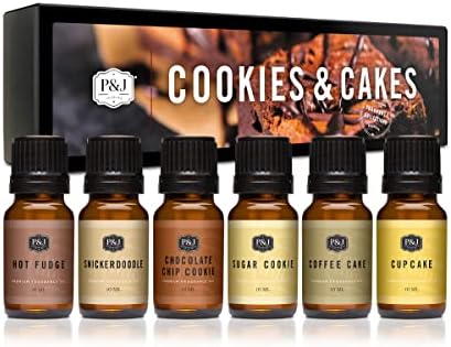 P&J Cookie -uri și prăjituri Set de 6 ulei de parfum premium pentru fabricarea lumânărilor și fabricarea săpunului, loțiuni,