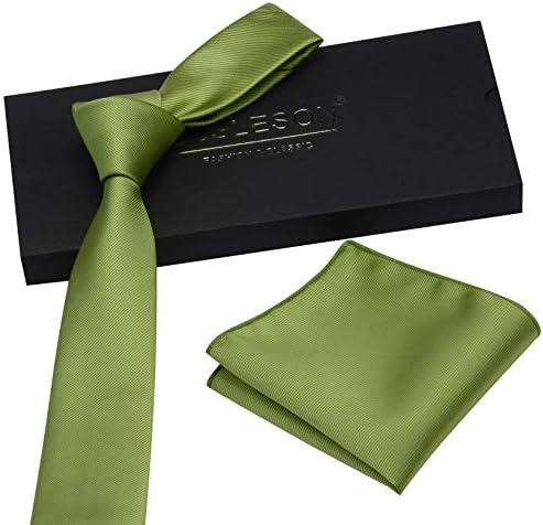 GUSLESON 2.4 Slim cravata si Batista Set pentru bărbați solide Skinny Cravată broșă Set
