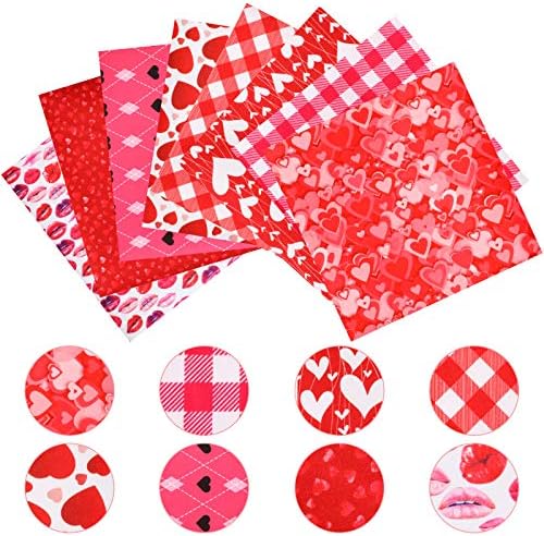 8 piese Ziua Îndrăgostiților Tesatura pachete Set carouri buze inima model servetele Quilting pachete Valentine pentru vacanță