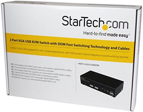 StarTech.com comutator USB VGA KVM cu 2 porturi cu tehnologie de comutare rapidă DDM și cabluri-comutator VGA USB KVM-comutator