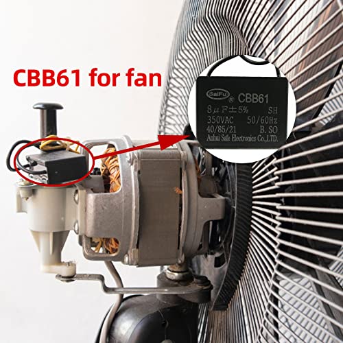 Akzytue CBB61 Capacitor 8uf 350V Ventilator de plafon AC 2 Sârmă 50/60Hz pentru pornirea motorului cu pompă generator de ventilator