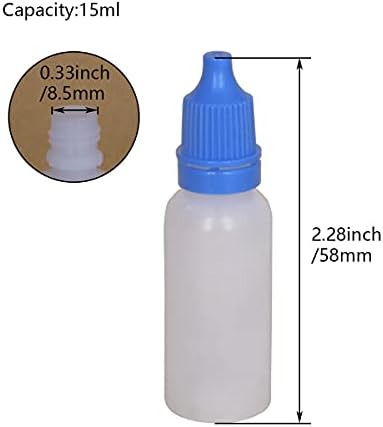 Bettomshin 10pcs 15ml PE Sticle de cădere din plastic, flacon cu gură subțire de picător lichid lichid lichid, garnitură de