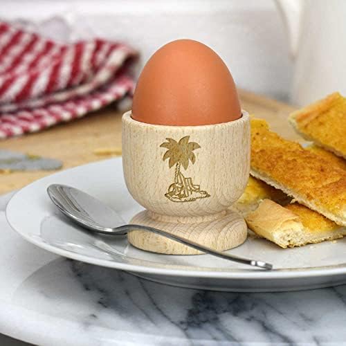 Cupa de ouă din lemn Azeeda 'Palm Tree & Beach Items'