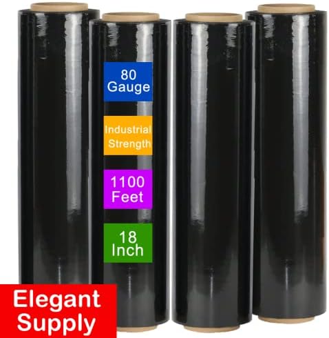 Elegant Supply 4 Roll 18 x 1500 picioare Stretch Film-Wrap 80 ecartament Industrial Stretch Stretch 20 microni Durabil pentru
