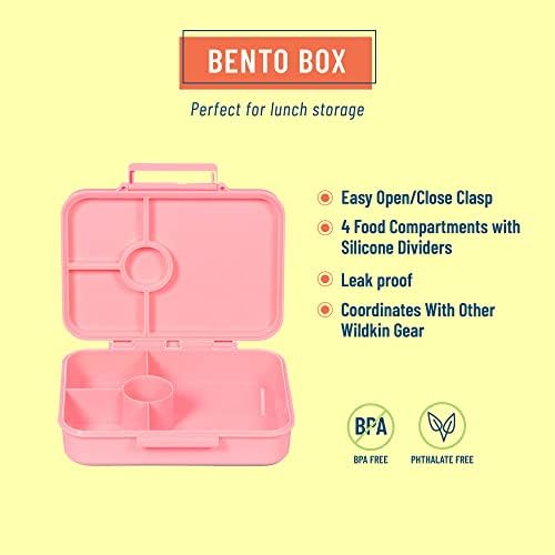 Geantă cutie de prânz pentru copii Wildkin și pachet Bento Box cu covoraș de pui de somn din vinil
