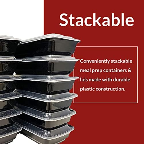 RELI. Containere de preparare a mesei, 38 oz. | 45 pachet | Recipient alimentar mare cu 1 compartiment cu capacele limpezi
