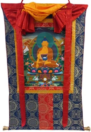 Nizen Arts Tibetan Buddhist Bumbac și mătase Chenrezig Thangka Art de perete.- 44 ”înălțime)