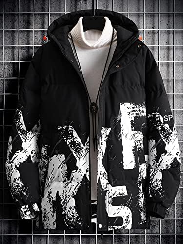 Jachete Kefor pentru bărbați Jachete pentru bărbați bărbați 1pc Literă grafică Drawstring Zipper cu glugă jachete pentru bărbați