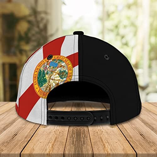Pălării personalizate de pavilion de stat din Florida pentru bărbați, Patch Florida Map Flag pălărie tipărită, Cap de baseball