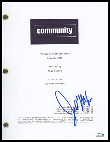 Joel McHale comunitate autograf semnat certificare mixologie scenariu Episod ACOA