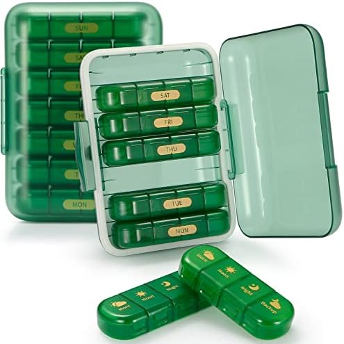 Organizator mare săptămânal de pilule de 4 ori pe zi - Cutie de pilule de 7 zile-cutie portabilă pentru pilule cu compartiment