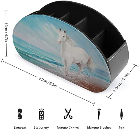 Cal alb pe plajă telecomandă suport pentru pen cutia din piele de la distanță caddy decorativ decorativ de depozitare container