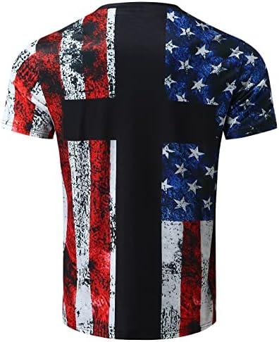 Hddk 4 iulie pentru bărbați soldați tricouri cu mânecă scurtă steag american topuri patriotice de vară slim fit tricou atletic