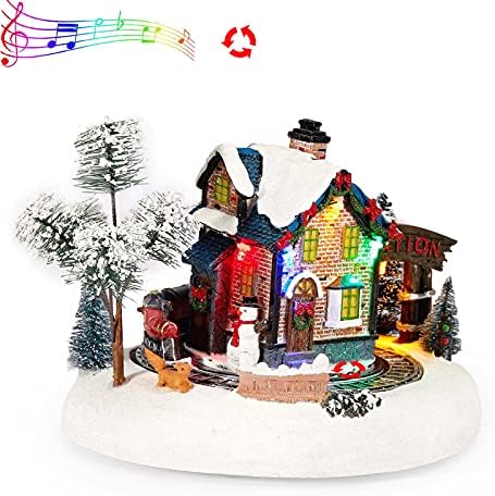 Innodept12 Satul de zăpadă animat de Crăciun - Santas Wonderland House cu tren în mișcare cu actualizare muzicală