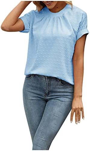 Tricou de vară pentru femei 2023 Fashion Plus-size solid cu mânecă scurtă cu gât rotund bluză casual bluze