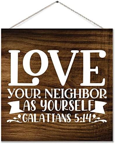 Iubește -ți aproapele ca pe tine însuți Galateni Semn de lemn Biblie Versuri din lemn Placă religioasă creștină Dumnezeule