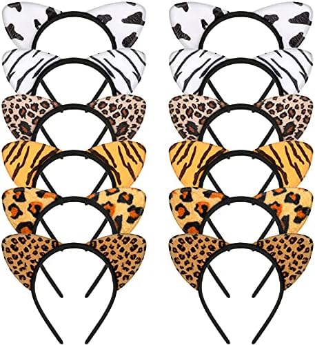 12 piese ghepard urechi bentita pentru femei Leopard Cat urechi bentita pentru Paște vacanță ziua de nastere petrecere decoratiuni