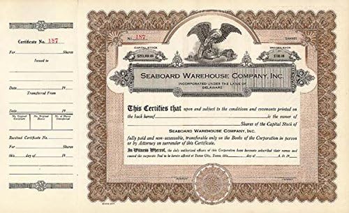 Seaboard Warehouse Co, Inc-Certificat De Stoc