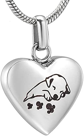 KEMEILIAN HZSP804 sculptat drăguț câine de dormit în inima mea din oțel inoxidabil incinerare urnă colier pentru animale de