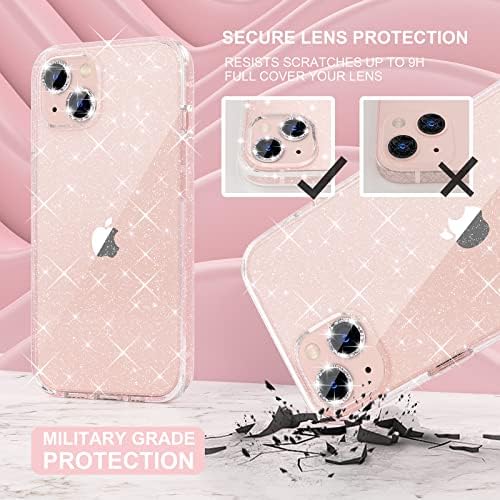 Choiche Compatibil cu carcasa iPhone 13, Women Glitter Bling Bumper Sparkly Camere, [2 x Diamond Camera Protectors Protectors]