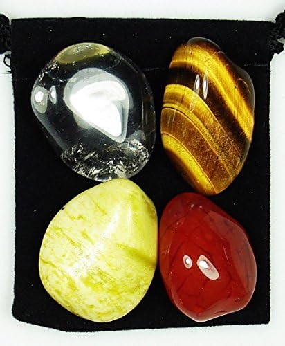 Trezirea Kundalini prăbușit cristal vindecare Set cu husă & amp; Descriere Card-Carnelian, cuarț clar, Serpentine, & amp; ochi