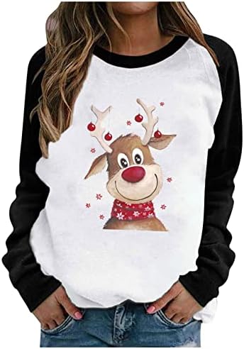 Pulovere pulovere pentru femei grafice Crăciun confortabil top tees xmas elk tipărite topuri cu mânecă lungă plus dimensiune