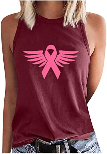 Adolescente fete pentru barcă gât spandex bluză bluză tops tricouri aripi fără mâneci sân conștient de cancer de sân bluză