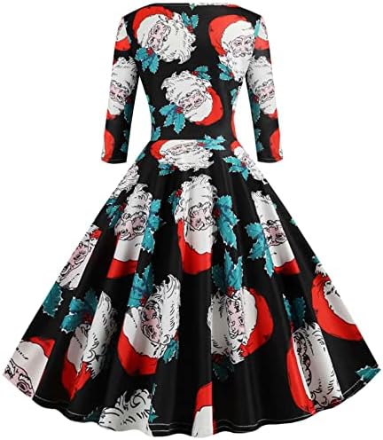 Rochie de Crăciun pentru femei 50 ' S stil rochii Maneca lunga Aline Swing ceai rochie Vintage Cocktail Party rochie rochii